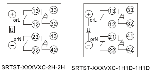 SRTST-24VDC-2H-2H-D內部接線圖